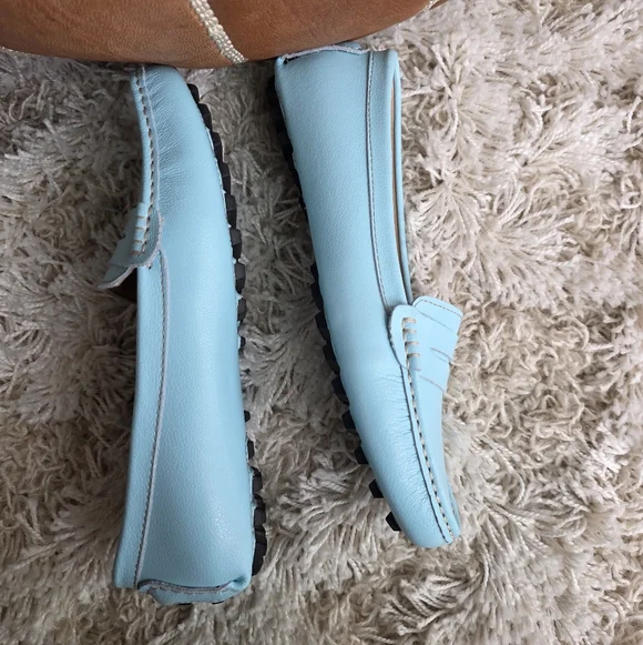 Artisure Light Blue Leather Penny Loafers Size 9.5 - Picture 5 of 7